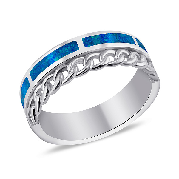 Срібна каблучка з синім опалом (арт. 7501/7033Пос) – зображення 1