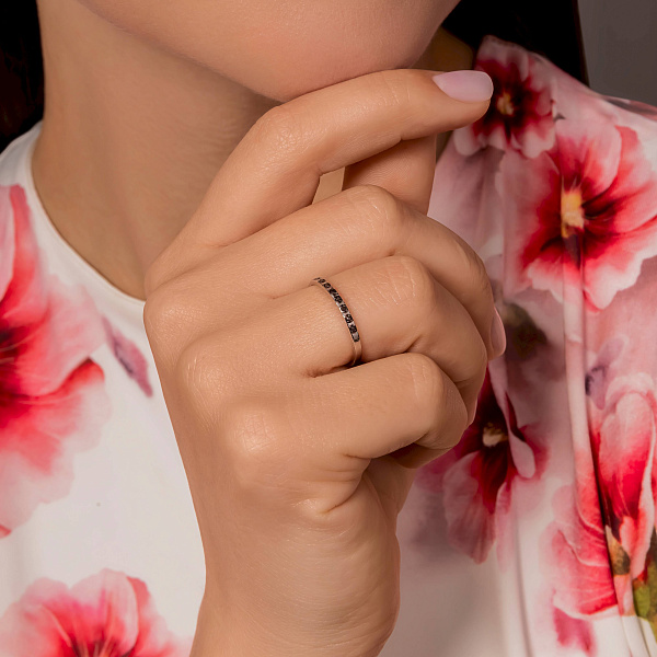 Золотое кольцо с черными бриллиантами (арт. 1109887202ч) – изображение 5