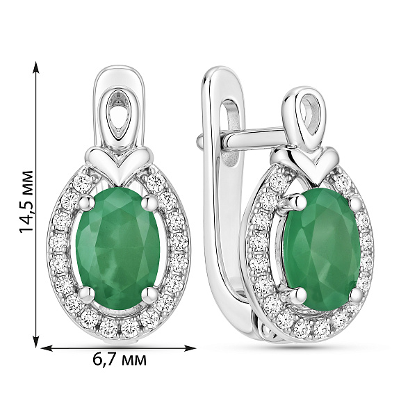 Серебряные серьги с изумрудом (арт. 7502/10604Изм) – изображение 2