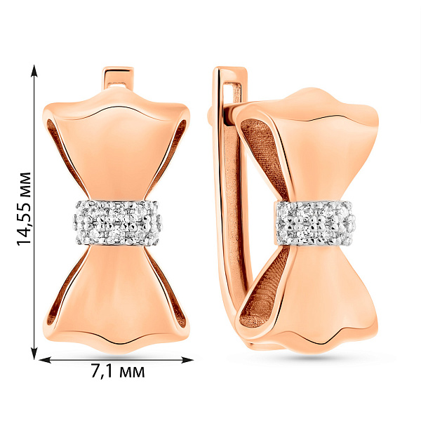 Золоті сережки Бантики з фіанітами (арт. 111322) – зображення 5