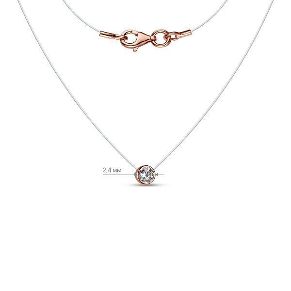 Силиконовое колье с золотой вставкой и фианитом на леске (арт. 360076) – изображение 5