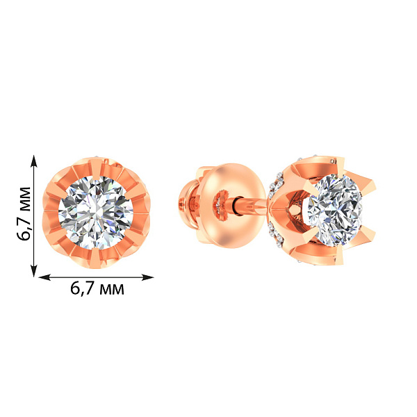 Золотые серьги пусеты с белым фианитом (арт. 110126) – изображение 2