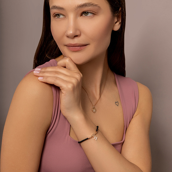 Золотой подвес Буква Н с фианитами (арт. 440978) – изображение 5