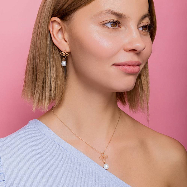 Золотые серьги с жемчугом (арт. 102540прлб) – изображение 3