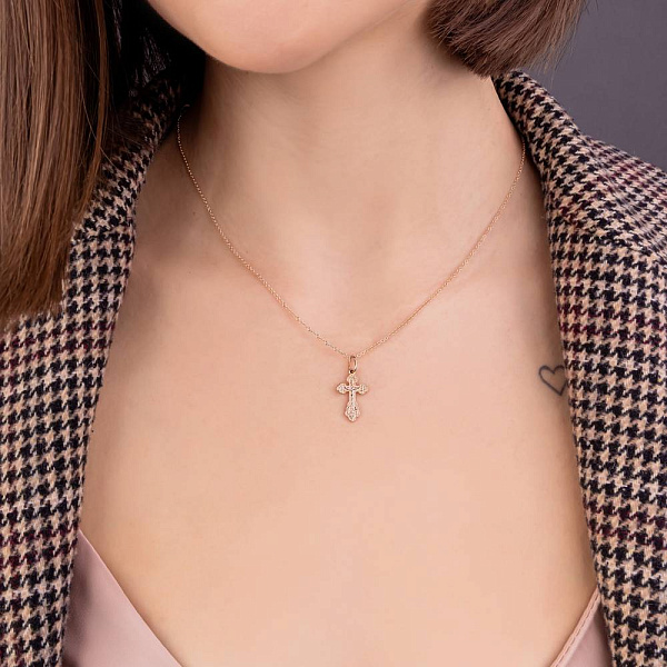 Золотий натільний хрестик з розп'яттям (арт. 501412) – зображення 3