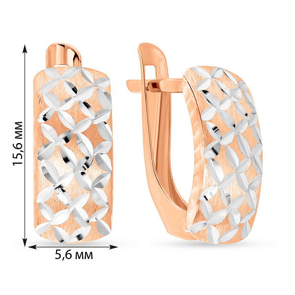 Серьги из золота с родированием и алмазной гранью (арт. 120618) – изображение 3