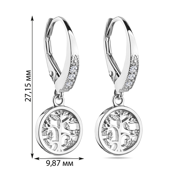 Срібні сережки-підвіски з фіанітами (арт. 7502/4525) – зображення 2