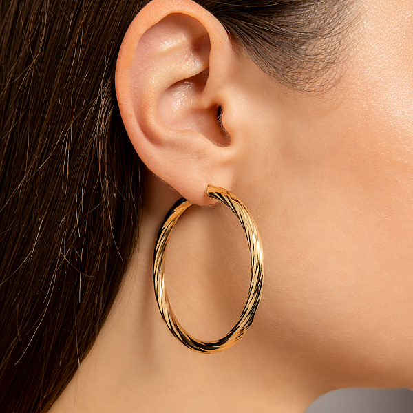 Серьги-кольца из желтого золота (арт. 100913/45ж) – изображение 2