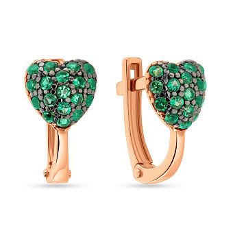 Детские золотые серьги «Сердечки» с фианитами (арт. 110262з)