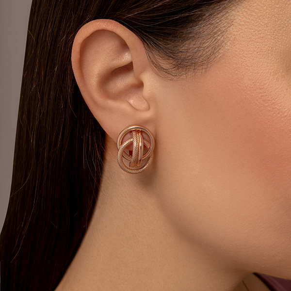 Серьги из красного золота с алмазной гранью (арт. 1092144) – изображение 2