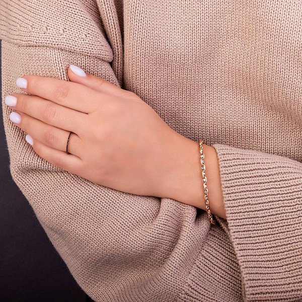 Золота каблучка з чорними фіанітами (арт. 1101281101ч) – зображення 4