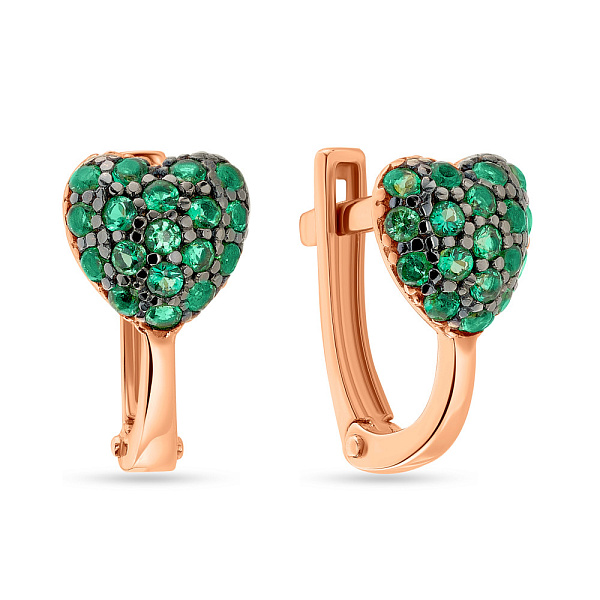 Детские золотые серьги «Сердечки» с фианитами (арт. 110262з) – изображение 1