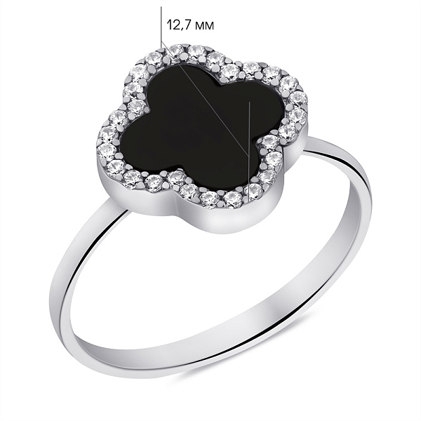 Серебряное кольцо с ониксом и фианитами (арт. 7501/653/10окп) – изображение 2