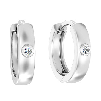 Сережки-кільця з білого золота з діамантами (арт. С011094б)