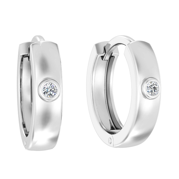 Сережки-кільця з білого золота з діамантами (арт. С011094б) – зображення 1