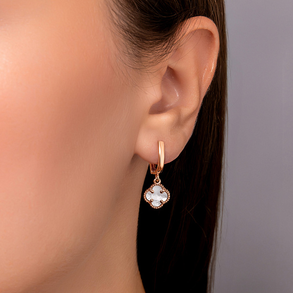 Сережки з червоного золота з перламутром (арт. 104189/9п) – зображення 2