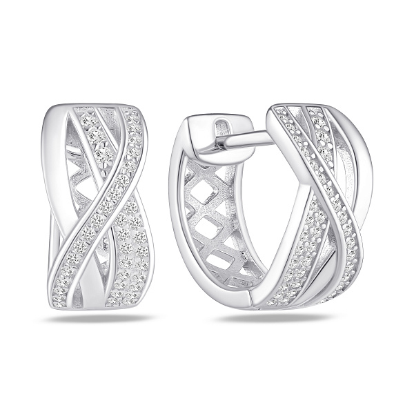 Серебряные серьги-кольца с фианитами (арт. 7502/10260/15) – изображение 1