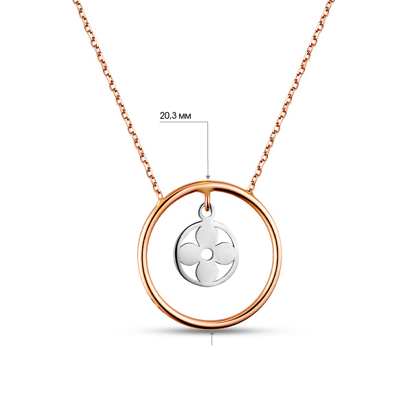 Золотое колье "Цветочек" с подвеской (арт. 351055) – изображение 3