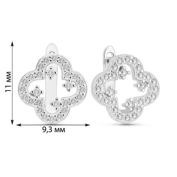 Серебряные серьги Клевер с фианитами (арт. 7502/10098/10) – изображение 2