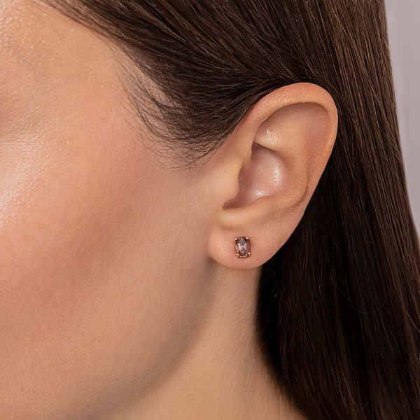 Золотые серьги с рубеллитом (арт. 111252Прт) – изображение 2