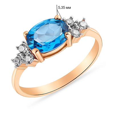 Золотое кольцо с голубым кварцем (арт. 152603)