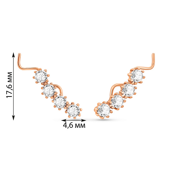 Золотые серьги клаймберы с фианитами (арт. 110201) – изображение 3