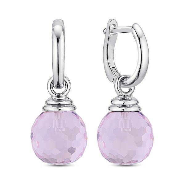Серебряные серьги-подвески с крупным розовым фианитом (арт. 7502/2184737цр) – изображение 1