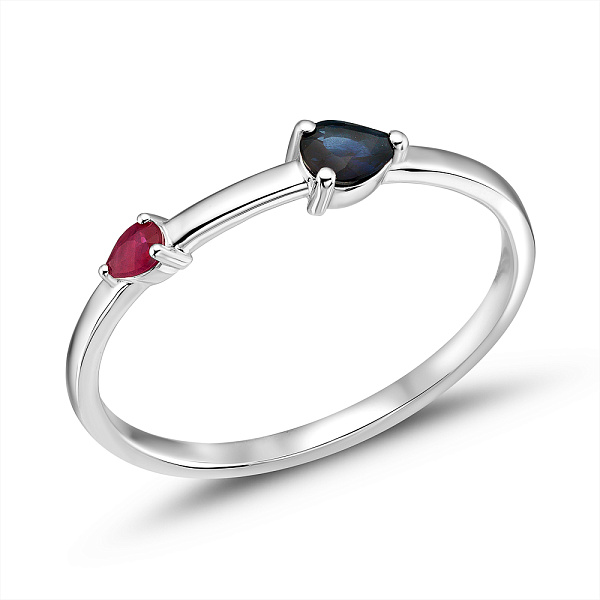 Золота каблучка з рубіном та сапфірами (арт. 141396Пбрс) – зображення 1