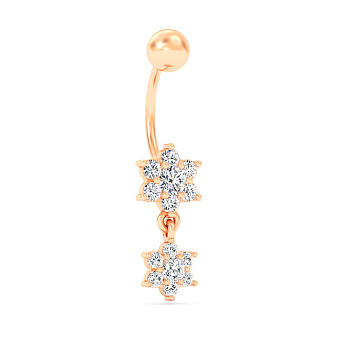 Золота сережка-пірсинг з фіанітами (арт. 360090)