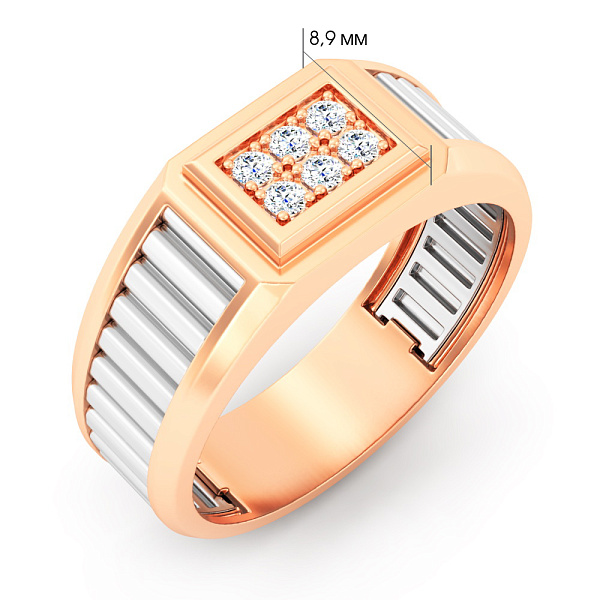 Печатка из красного и белого золота с бриллиантами (арт. К170091015кб) – изображение 5