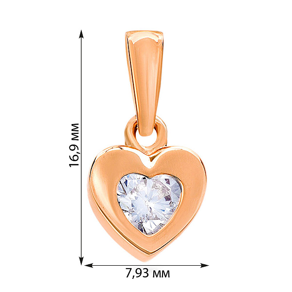Золота підвіска Серце з фіанітом (арт. 440298) – зображення 2