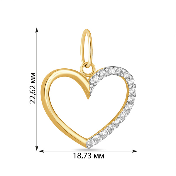 Подвеска из желтого золота Сердце с фианитами (арт. 420895ж) – изображение 2