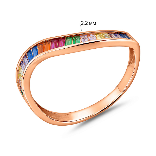 Тонка золота каблучка з доріжкою із фіанітів (арт. 1401103цв) – зображення 2