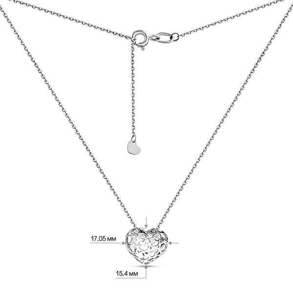 Колье Сердце из белого золота (арт. 360209б) – изображение 5