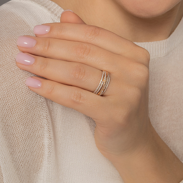 Золота каблучка з доріжками з діамантів (арт. К011230050) – зображення 2