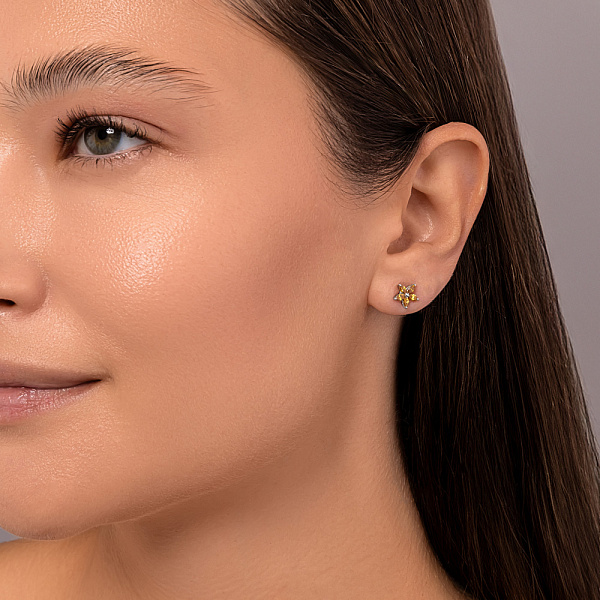 Золоті сережки пусети з діамантами (арт. С28135040б) – зображення 3