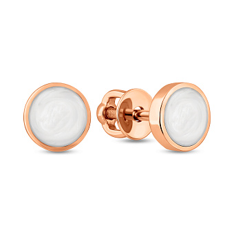 Сережки з червоного золота Лýна з емаллю (арт. 111274еп)
