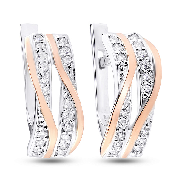 Серебряные серьги с дорожками из фианитов (арт. 7202/240сп) – изображение 1