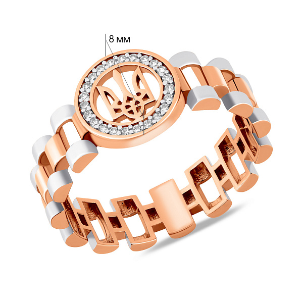 Золотое кольцо Герб Украины с фианитами (арт. 1401031) – изображение 5