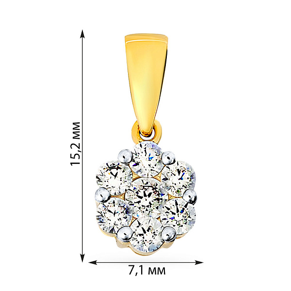 Кулон из желтого золота с фианитами (арт. 440628ж) – изображение 2