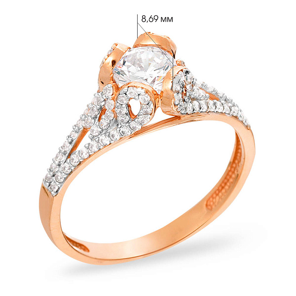 Золота каблучка з фіанітами (арт. 140678) – зображення 2