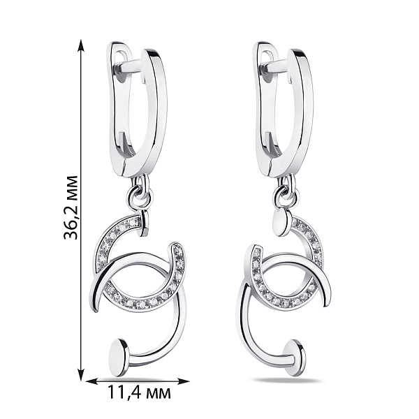 Серебряные серьги-подвески "Гвозди" с фианитами (арт. 7502/4838) – изображение 2