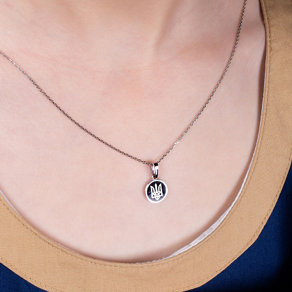 Патріотичний підвіс з золота Тризуб-Герб України з емаллю (арт. 441203беч) – зображення 4