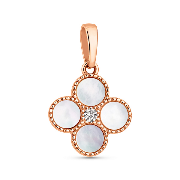 Подвеска из красного золота с фианитом и перламутром (арт. 441202п) – изображение 1