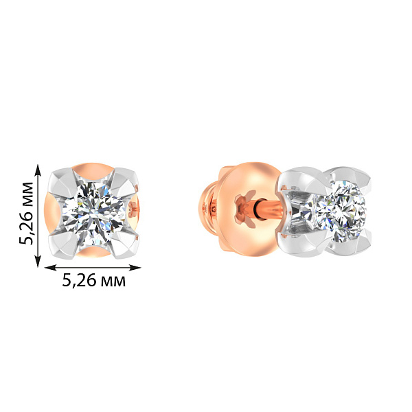 Золотые серьги пусеты с фианитом (арт. 111062) – изображение 2
