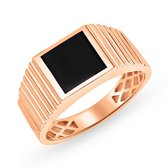 Фото Золотая печатка с эмалью (арт. 180489еч)