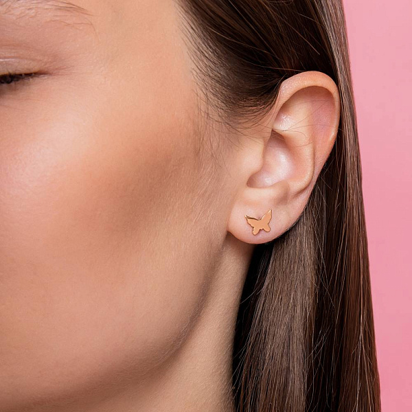 Серьги-пусеты из красного золота «Бабочки» (арт. 105373) – изображение 4