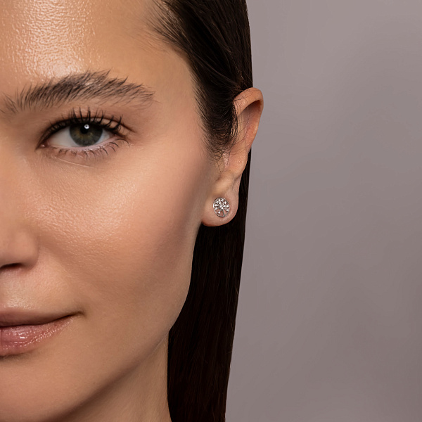 Пусеты золотые Дерево жизни  с бриллиантами (арт. Т011372010б) – изображение 4