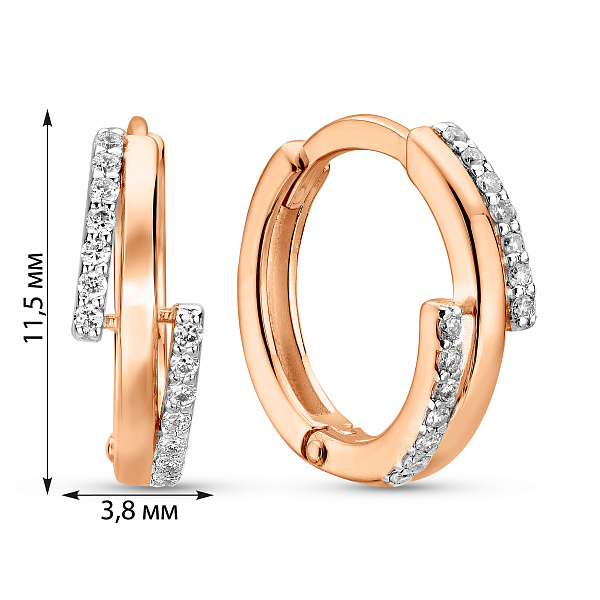 Серьги-кольца из красного золота с бриллиантами (арт. С011388005) – изображение 3