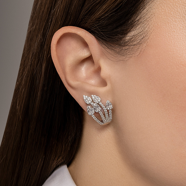 Массивные серебряные серьги с фианитами (арт. 7502/10142) – изображение 2